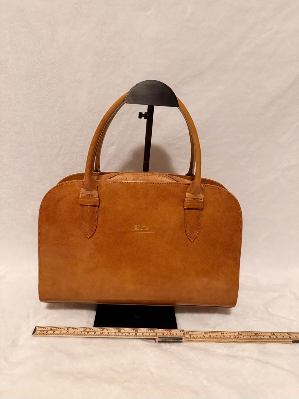 Vintage Longchamp Light Brown Patent Leather Handbag.